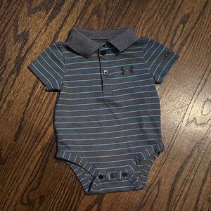 Under Armour Gray and Blue Striped Baby Bodysuit